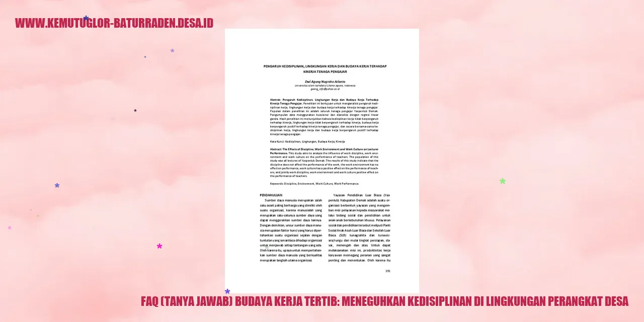 FAQ (Tanya Jawab) Budaya Kerja Tertib: Meneguhkan Kedisiplinan di Lingkungan Perangkat desa