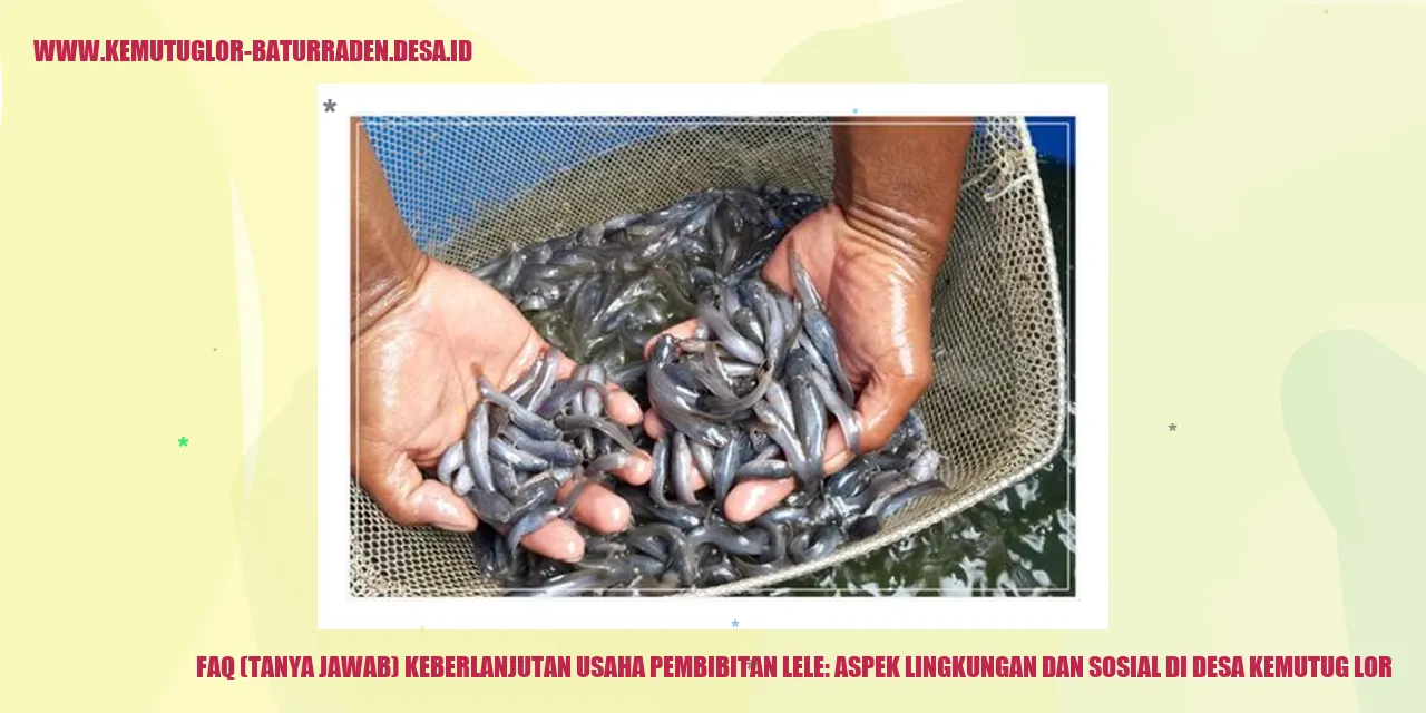 FAQ (Tanya Jawab) Keberlanjutan Usaha Pembibitan Lele: Aspek Lingkungan dan Sosial di desa kemutug lor