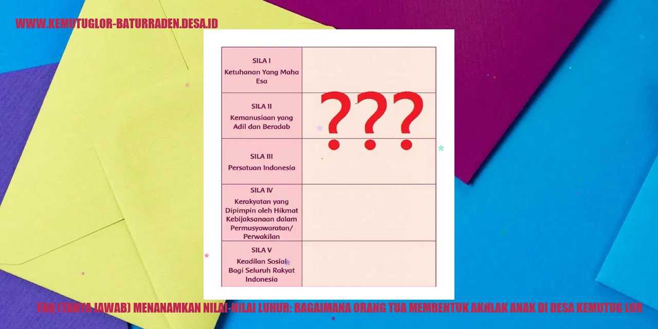 FAQ (Tanya Jawab) Menanamkan Nilai-Nilai Luhur: Bagaimana Orang Tua Membentuk Akhlak Anak di Desa Kemutug Lor