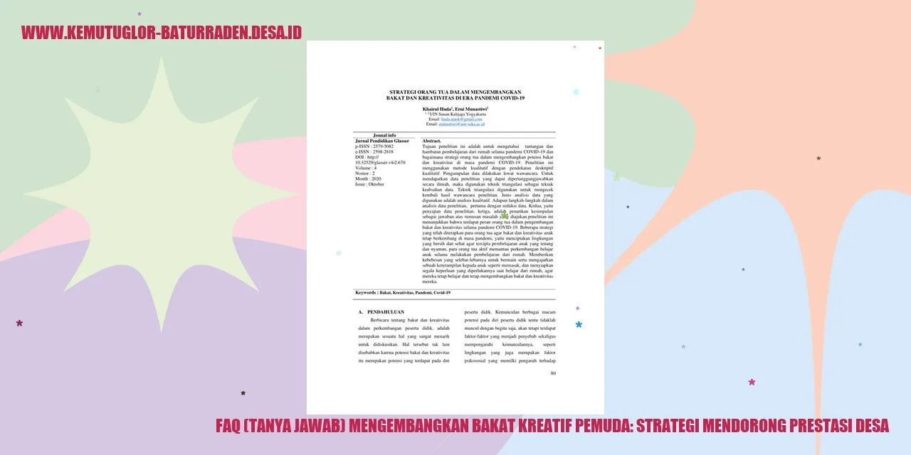 Tanya Jawab Mengembangkan Bakat Kreatif Pemuda