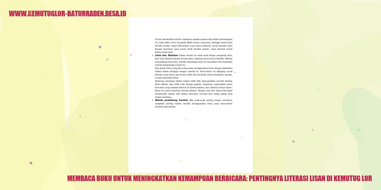 Membaca Buku untuk Meningkatkan Kemampuan Berbicara: Pentingnya Literasi Lisan di Kemutug Lor