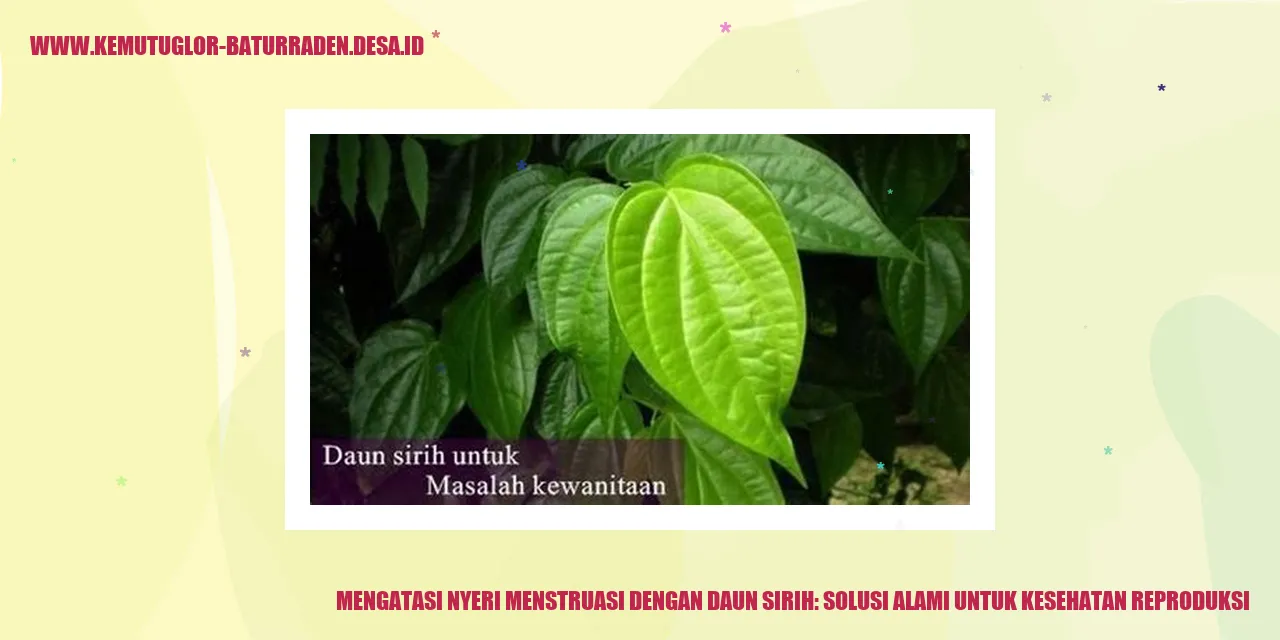 Mengatasi Nyeri Menstruasi dengan Daun Sirih: Solusi Alami untuk Kesehatan Reproduksi