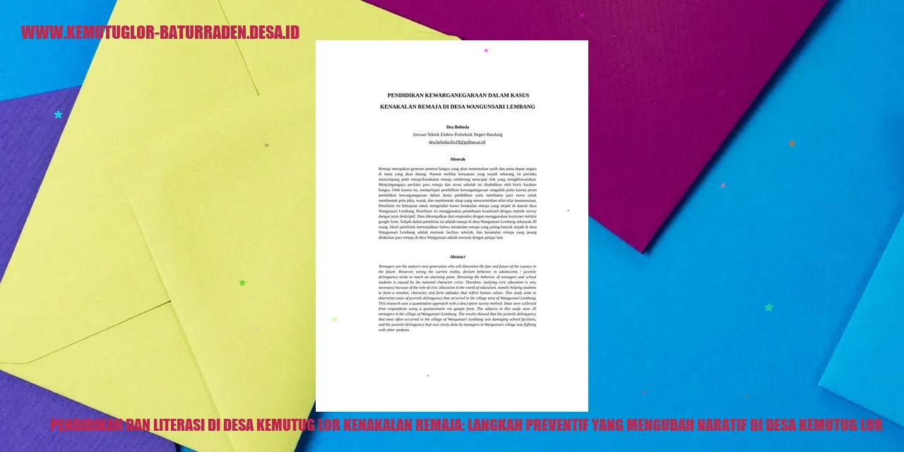 Pendidikan dan Literasi di Desa Kemutug Lor Kenakalan Remaja: Langkah Preventif yang Mengubah Naratif di desa kemutug lor